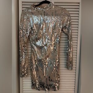 Elegant Silver Sequin Dress